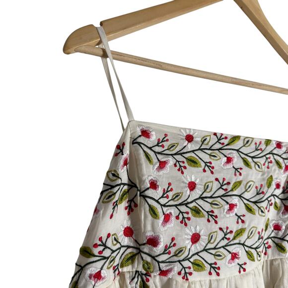 Samant Chauhan Anthropologie White Square-Neck Floral Embroidered Mini Dress XL - Picture 7 of 14